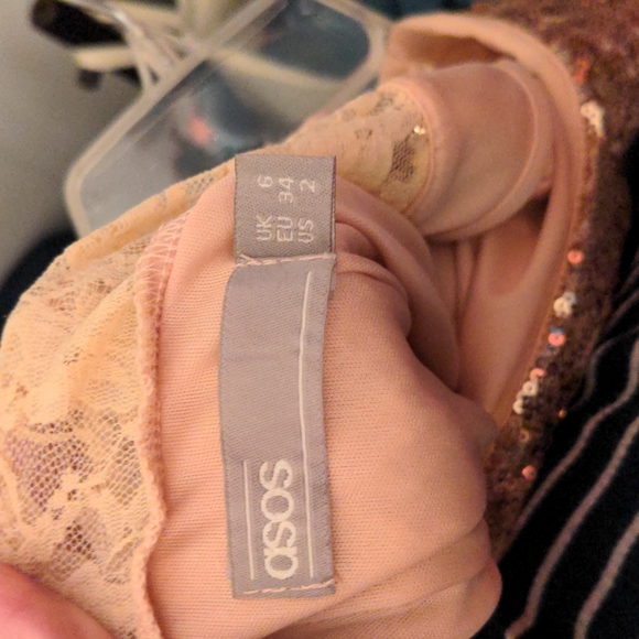 Gold sequin lace size 2 Asos maternity dress - Picture 5 of 7